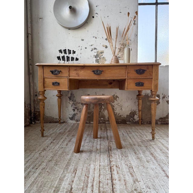 Desk in Light Walnut with Pine Top, 1900s For Sale - Image 6 of 18