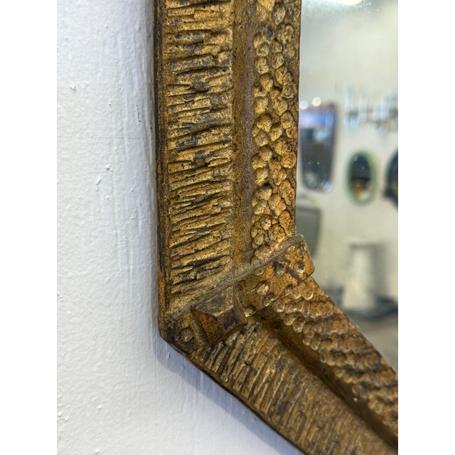 Italian Gilt Iron Octagonal Mirror With Textured Frame, 20th Century For Sale In Los Angeles - Image 6 of 7