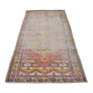 Vintage Distressed Turkish Area Rug, Faded Traditional Motif in Muted Earth Tones For Sale