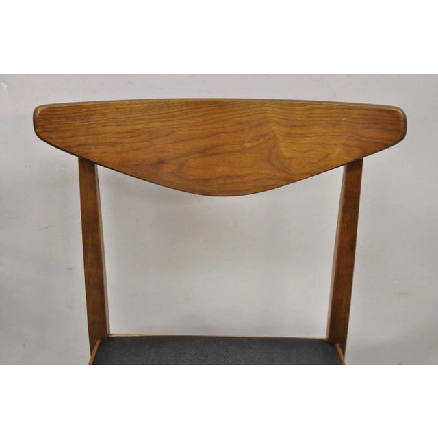 Vintage Mid Century Modern Cat Eye Walnut Dining Chairs by Stanley - Set of 4 For Sale - Image 11 of 11