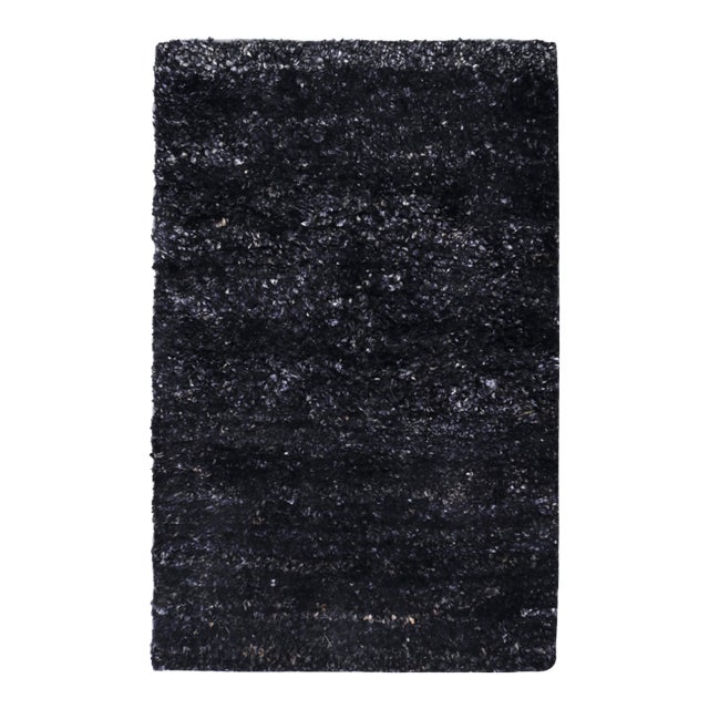 Rug & Kilim's Modern Textural Rug in Midnight Blue With Tonal Design For Sale