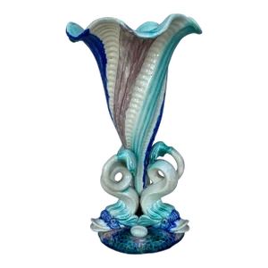 Large French Majolica Palissy Fishs Vase Saint Honore Circa 1880