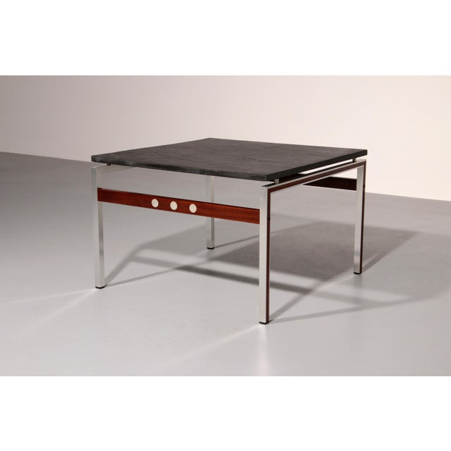 Coffee Table in Slate, Chrome and Wood, Denmark, 1970 For Sale - Image 11 of 11