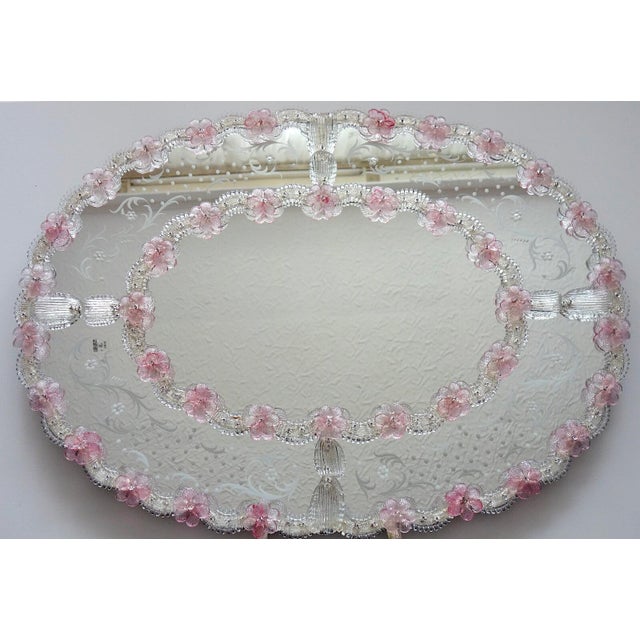 Mid-Century Modern Murano Glass Floral Mirror, 1950s For Sale - Image 3 of 9
