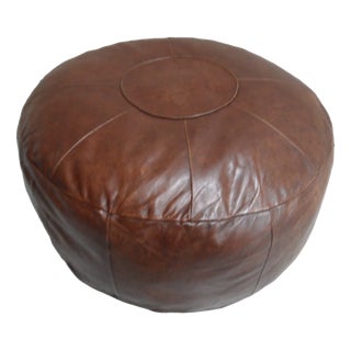 Vintage Leather Pouf, 1960s For Sale