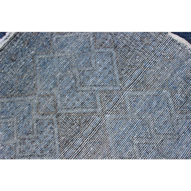 Vintage Turkish Konya Rug Over-Dyed in Blue Color With All-Over Diamond Design For Sale - Image 10 of 10