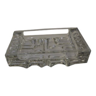 Att. To Vladislav Urban Mid 20th Century Clear Glass Rectangle Ashtray Czech Retro For Sale