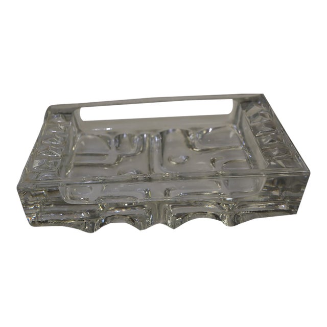 Att. To Vladislav Urban Mid 20th Century Clear Glass Rectangle Ashtray Czech Retro For Sale