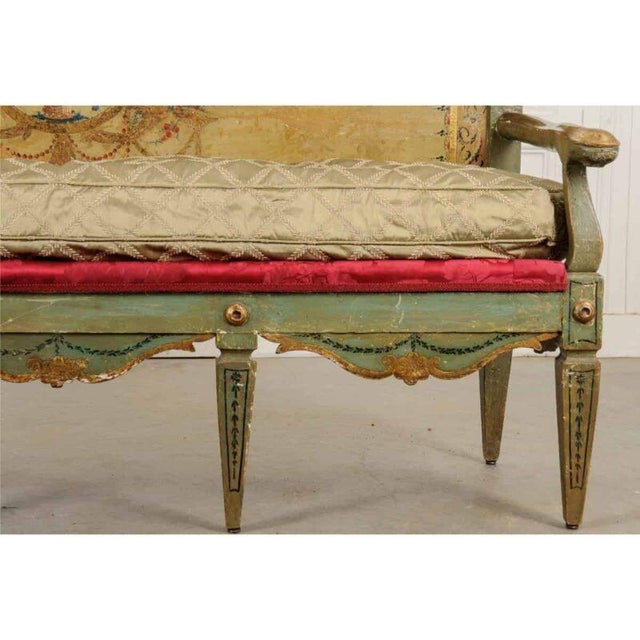 Italian 18th Century Parcel Gilt and Painted Settee For Sale - Image 11 of 12