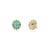 Metal Retro 4.93 Ct Turquoise Emerald Diamond Floral Cluster Stud Earrings in 14k Gold- A Pair For Sale - Image 7 of 14