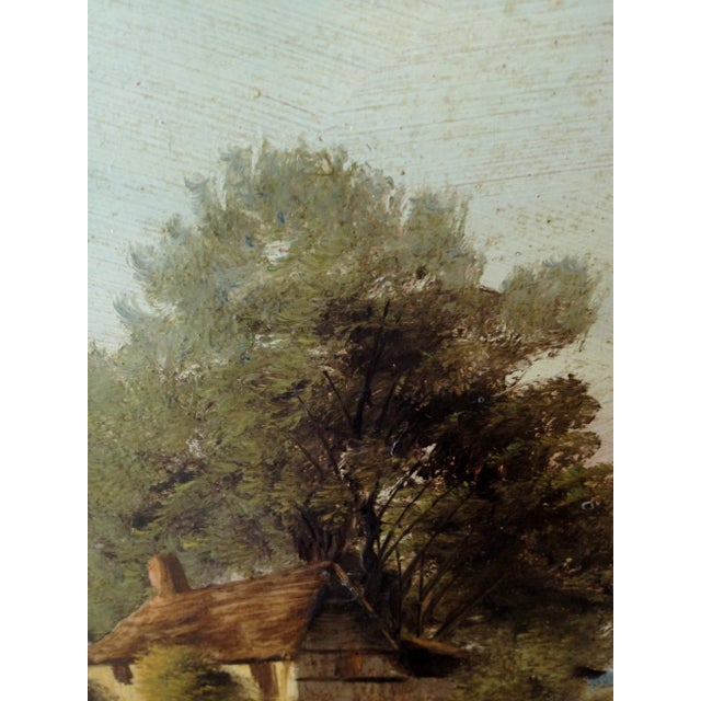 1930s English Impressionist Landscape Painting, Cottage by River For Sale - Image 9 of 11