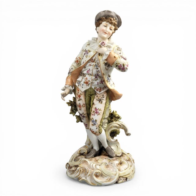 Porcelain Figure of a Young Gallant by Triebner Ens & Eckert for Volkstedt, 1880s For Sale - Image 11 of 11