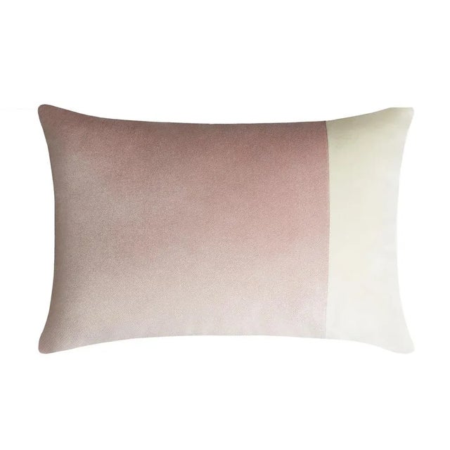 Contemporary Pink and White Double Rectangle Velvet Pillow from Lo Decor For Sale - Image 3 of 3
