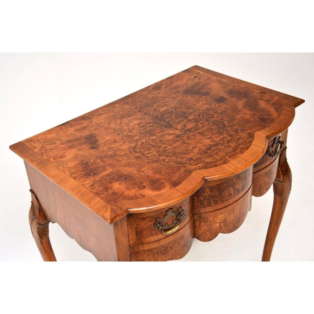 Wood Antique Console Table in Burr Walnut, 1900 For Sale - Image 7 of 11