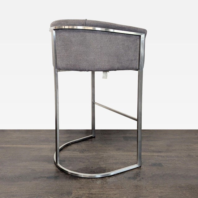 Euro Style Modern Grey Counter Stool With Metal Frame For Sale - Image 4 of 10