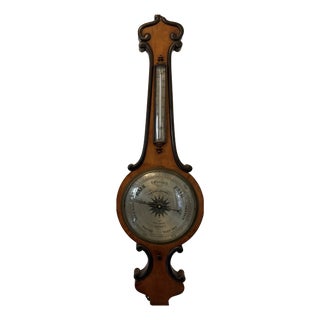 Antique Victorian English Walnut Wheel Barometer from G & L Guanziroli London, 1860 For Sale