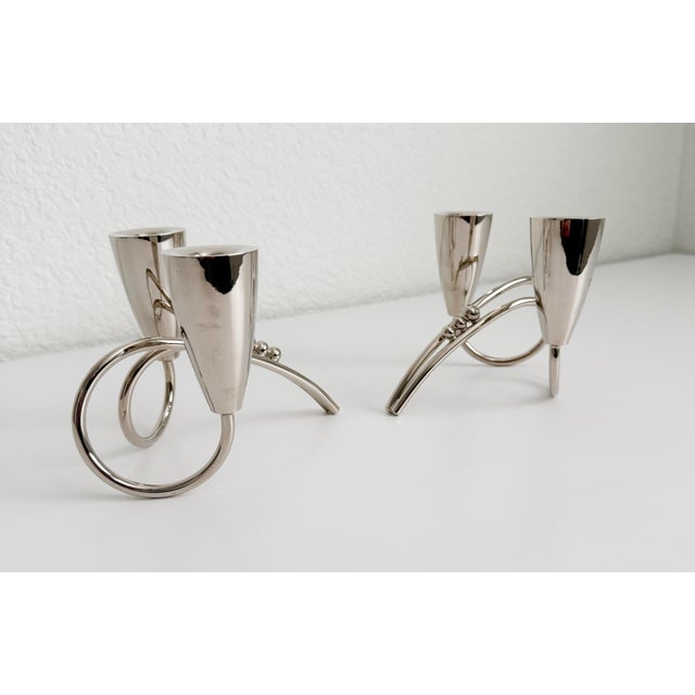 C. Zurita 1940s Mexican Modernist Style Candlesticks - A Pair For Sale - Image 4 of 12