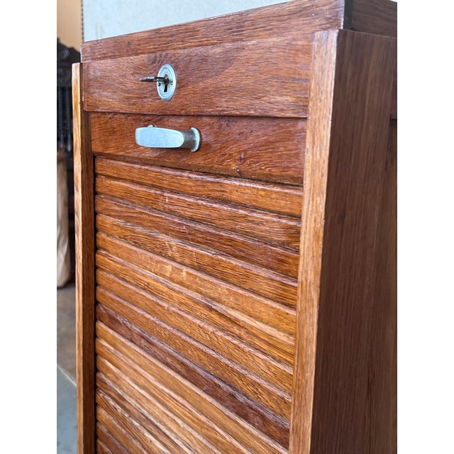Early 20th Century Filing Cabinet with One Roller Louver Door & Five Shelves For Sale - Image 12 of 18