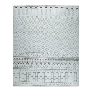 10x14 New Jasmine Moroccan Beni Ourain Design Ivory Hand Knotted Wool Carpet Rug For Sale