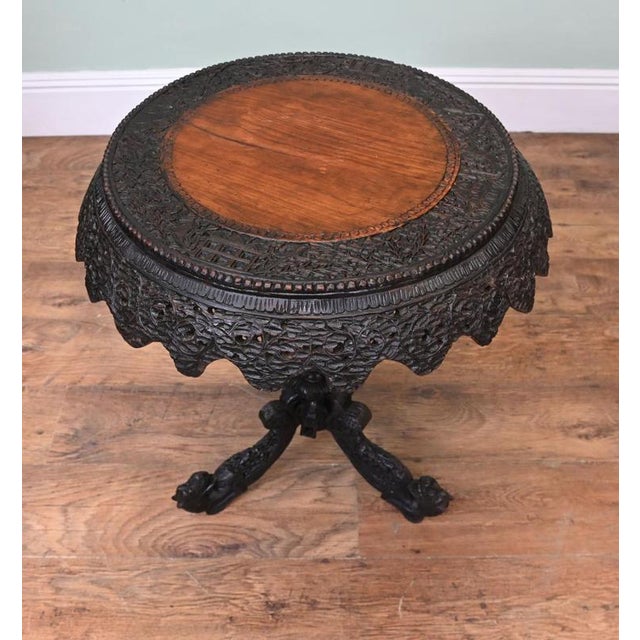 Brown Antique Burmese Side Table, 1880s For Sale - Image 8 of 8