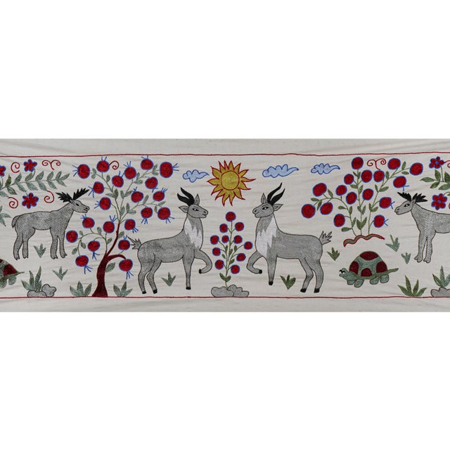 Textile Suzani Table Runner – Deer Wall Decor For Sale - Image 7 of 11
