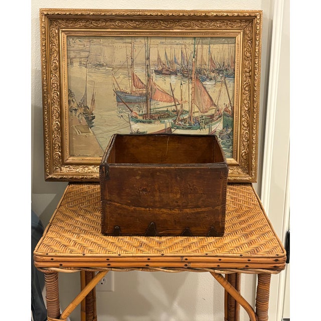 Antique 19th Century Dovetailed Wooden Storage Box With Iron Reinforcements For Sale - Image 9 of 12