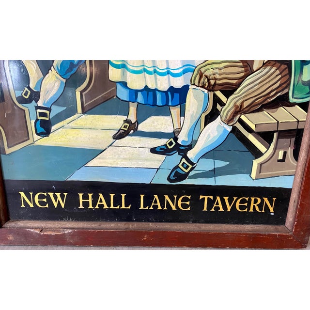 Figurative Original Vintage Double Sided Wood Frame New Hall Lane Pub Sign From the U K For Sale - Image 3 of 10