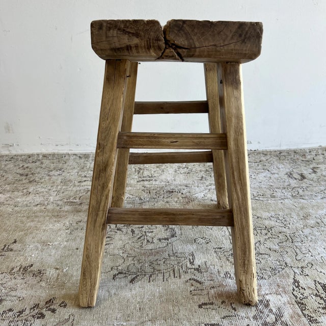 Vintage Antique Elmwood Stool with Curved Seat Description: These are the real vintage antique elm wood stools! Beautiful...