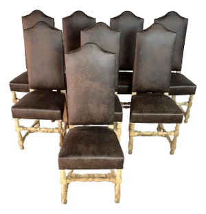 French Louis XIII High Back Dining Chairs - Set of 8