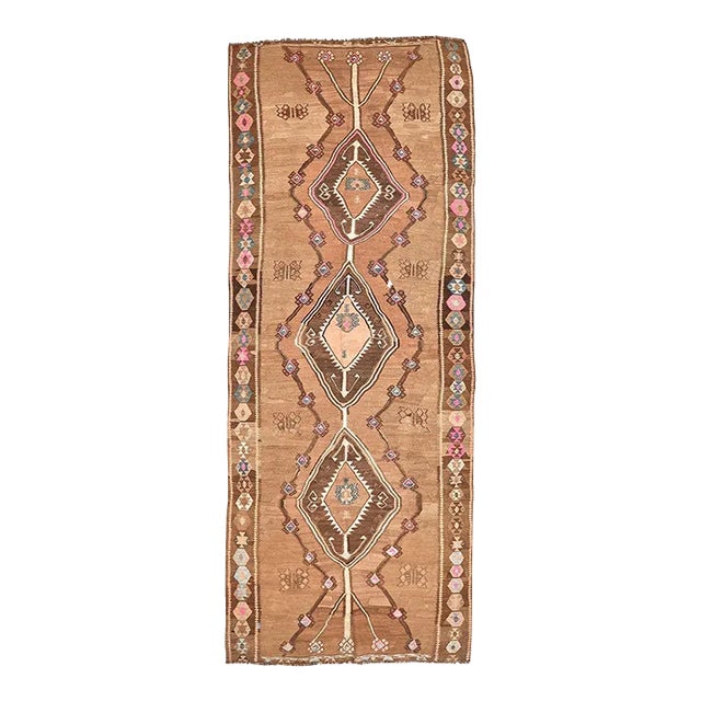 Mid 20th Century Vintage Decorative Turkish Kars Kilim For Sale