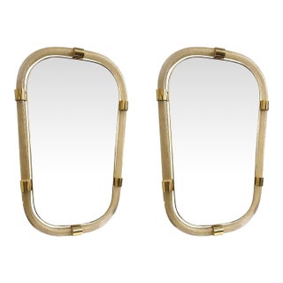 Pair of Gold Leaf Murano Glass Wall Mirrors, Italian “Torciglione” Design For Sale