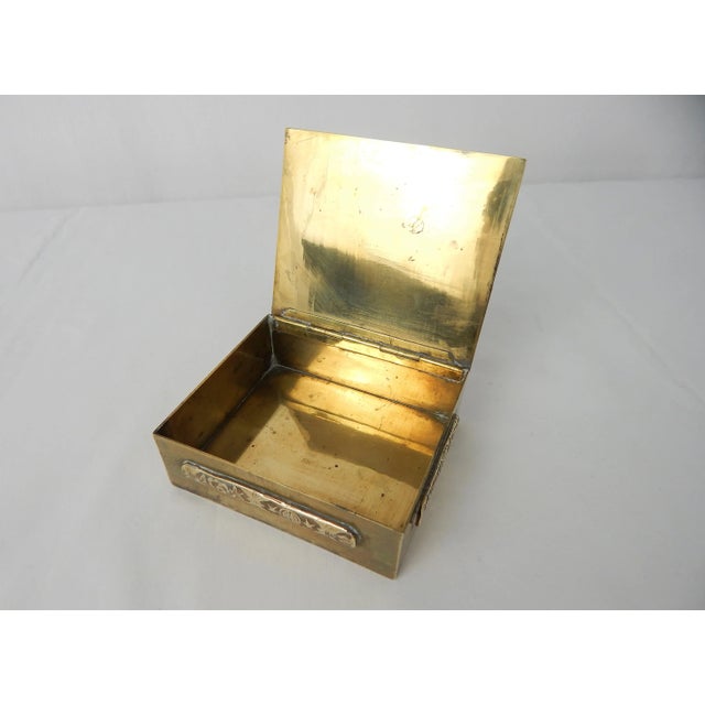 Antique Chinese Brass Box With Semi-Precious Stones For Sale - Image 10 of 12