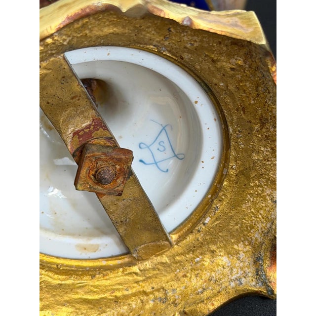 French Sèvres Style Hand Painted Cobalt Porcelain Vase, 1890s For Sale - Image 9 of 12