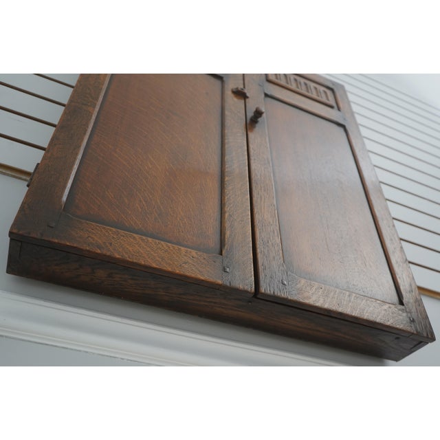 Vintage Feudal Oak Hanging Dart Board Cabinet For Sale - Image 16 of 17