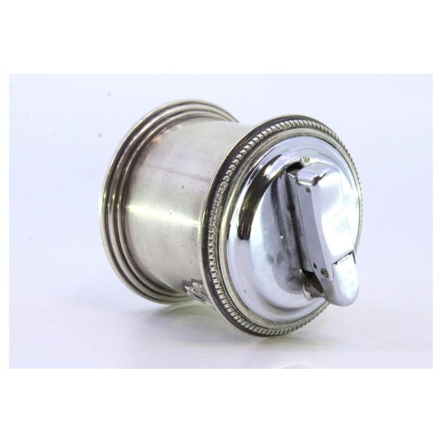 Silver-Plated Built-in Lighter with Pearl Engraving and Friezes For Sale - Image 5 of 8