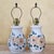 Contemporary Hand‑Painted Floral Ceramic Lamps W/ Faux Leather Shades – Pair For Sale In Washington DC - Image 6 of 18