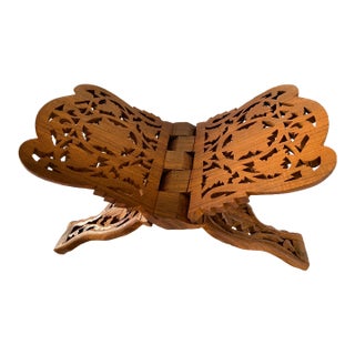 Late 20th Century Indian Hand-Carved Sandalwood Book Stand For Sale