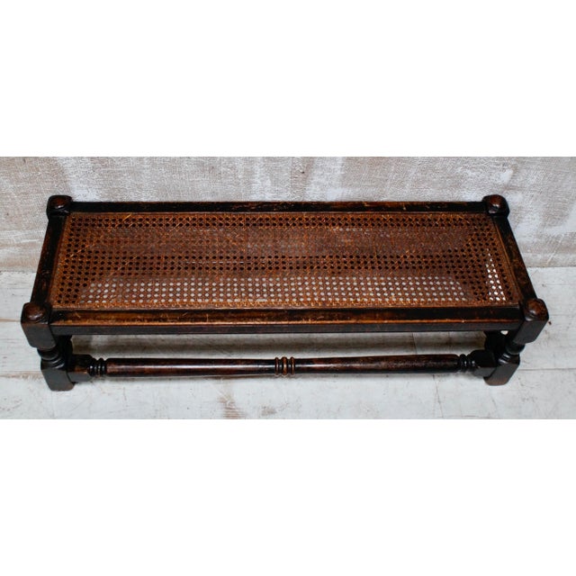 Antique Oak Rattan Stool, 1900 For Sale - Image 10 of 13