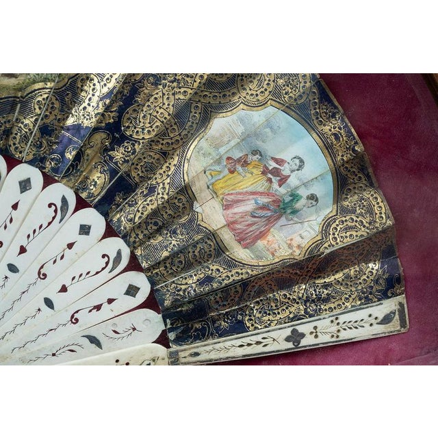 Antique Napoleon III Fan Depicting Bucolic Scenes, France, 19th Century For Sale - Image 4 of 6