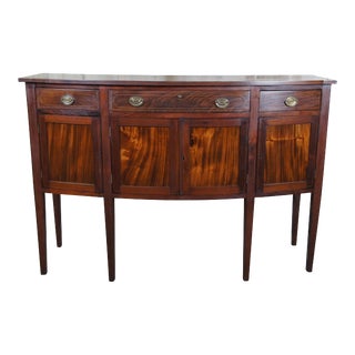 Antique 19th Century American Sheraton Bowfront Mahogany Buffet Sideboard For Sale