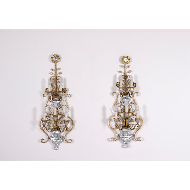 Gold Gilt Wrought Iron Wall Sconces, 1970s, Set of 2 For Sale - Image 8 of 8