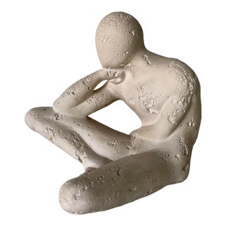 Jaru of California Abstract Seated Nude Man Cast Stone Sculpture For Sale