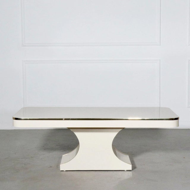 Mid-Century Modern Sculptural Laminate and Brass Coffee Table After Karl Springer For Sale - Image 3 of 7