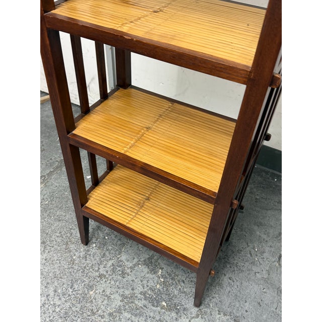 Wood Asian Style Split Bamboo Étagère Bookcase For Sale - Image 7 of 12