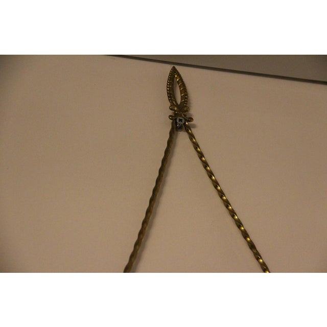 Metal Oval Brass Wall Mirror with Neoclassical Decoration and Brass Chain, 1950s For Sale - Image 7 of 17
