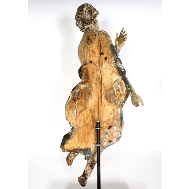 17th Century Italian Carved and Polychrome Angel Figures - a Pair For Sale - Image 10 of 11
