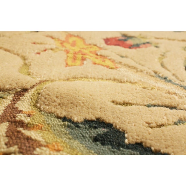 Rug & Kilim Rug & Kilim's Tudor-Inspired Cream and Green Wool Floral Runner For Sale - Image 4 of 6