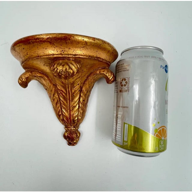 Gold Set of 2 Mid-Century Italian Gilt Wall Shelves or Decorative Brackets For Sale - Image 8 of 11