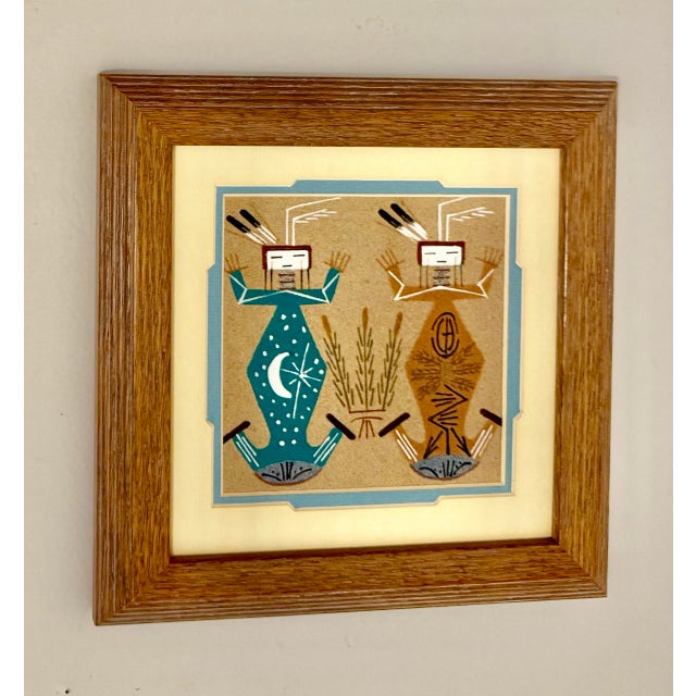 Late 20th Century Signed Navajo Sand Paintings - Set of 2 For Sale - Image 4 of 12