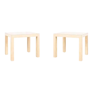 Mid 20th Century Pair of Chic Parsons Cream Parchment Laminate End Tables